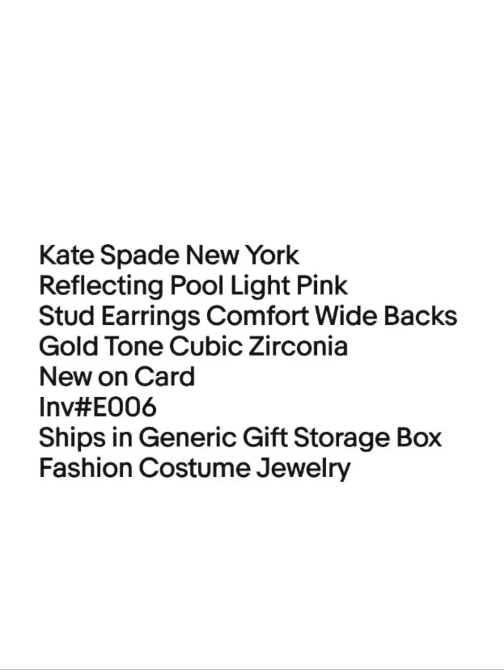 Kate Spade New York Reflecting Pool Light PinkStud Earrings Omega Backs New